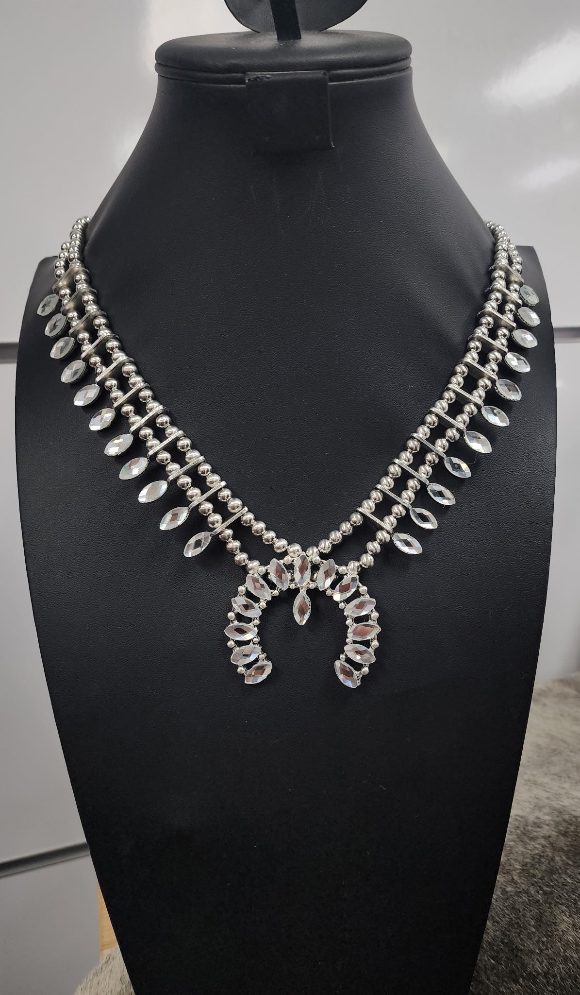 Crystal Natural Pearl Squash Blossom Necklace