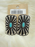Turquoise Stamped Concho Post Earrings
