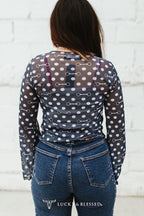Horse Bit Polka Dot Mesh Top