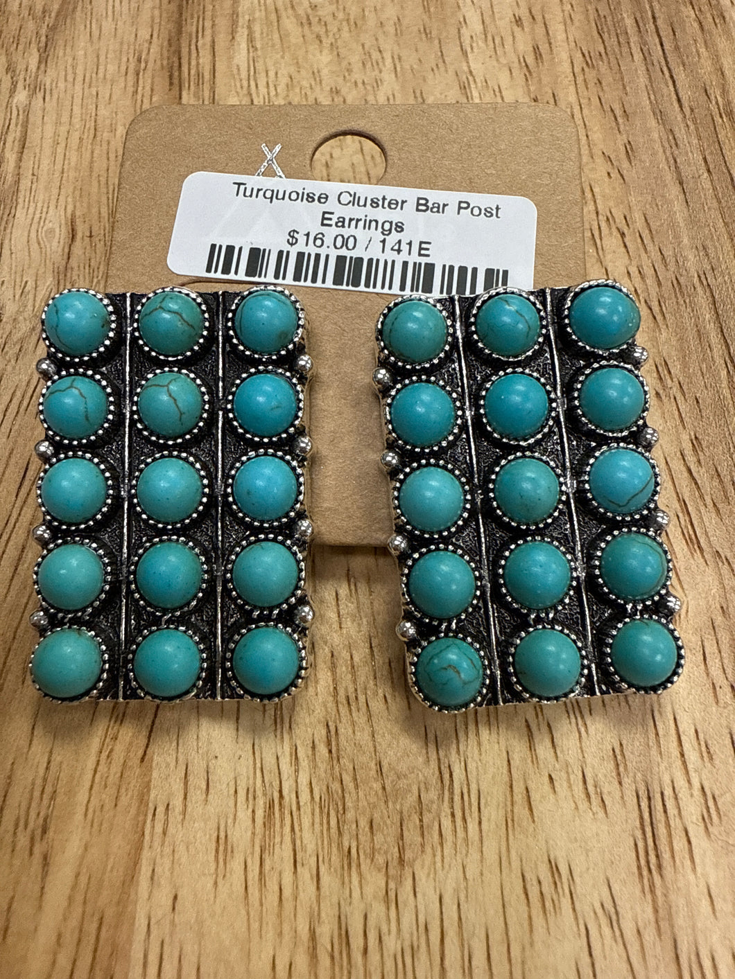 Turquoise Cluster Bar Post Earrings