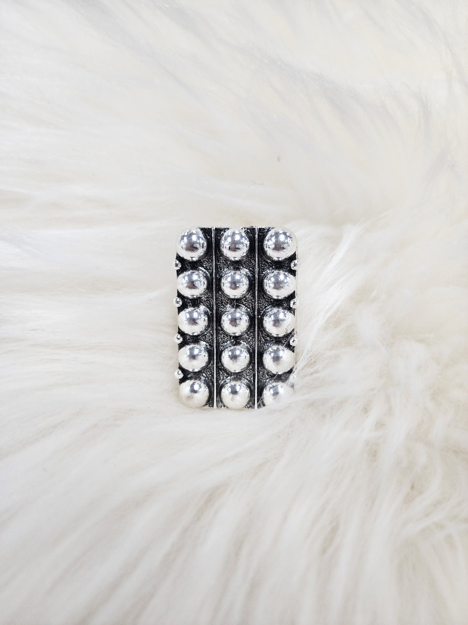 Silver Bead Cuff Ring
