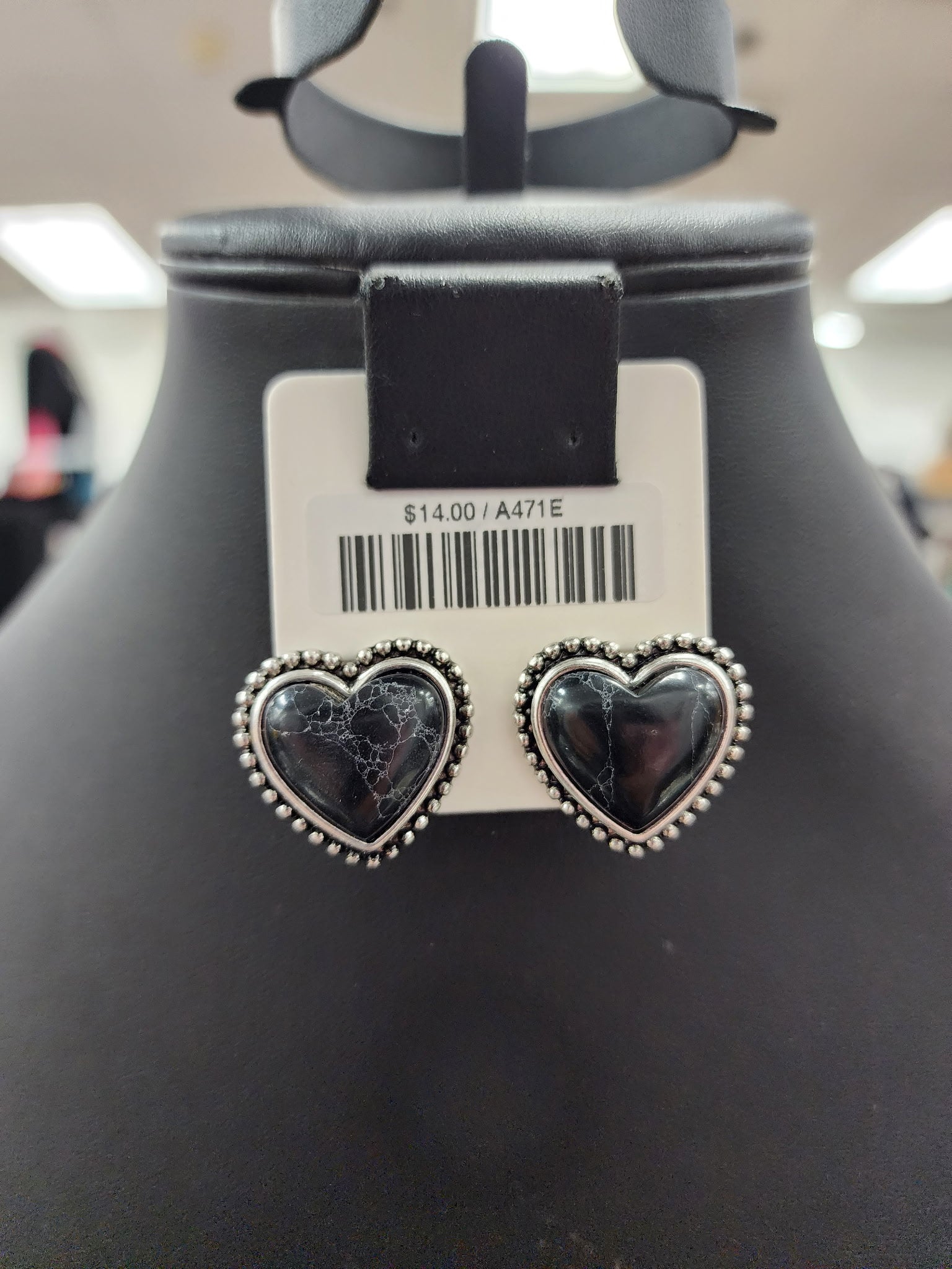 Black Heart Post Earrings