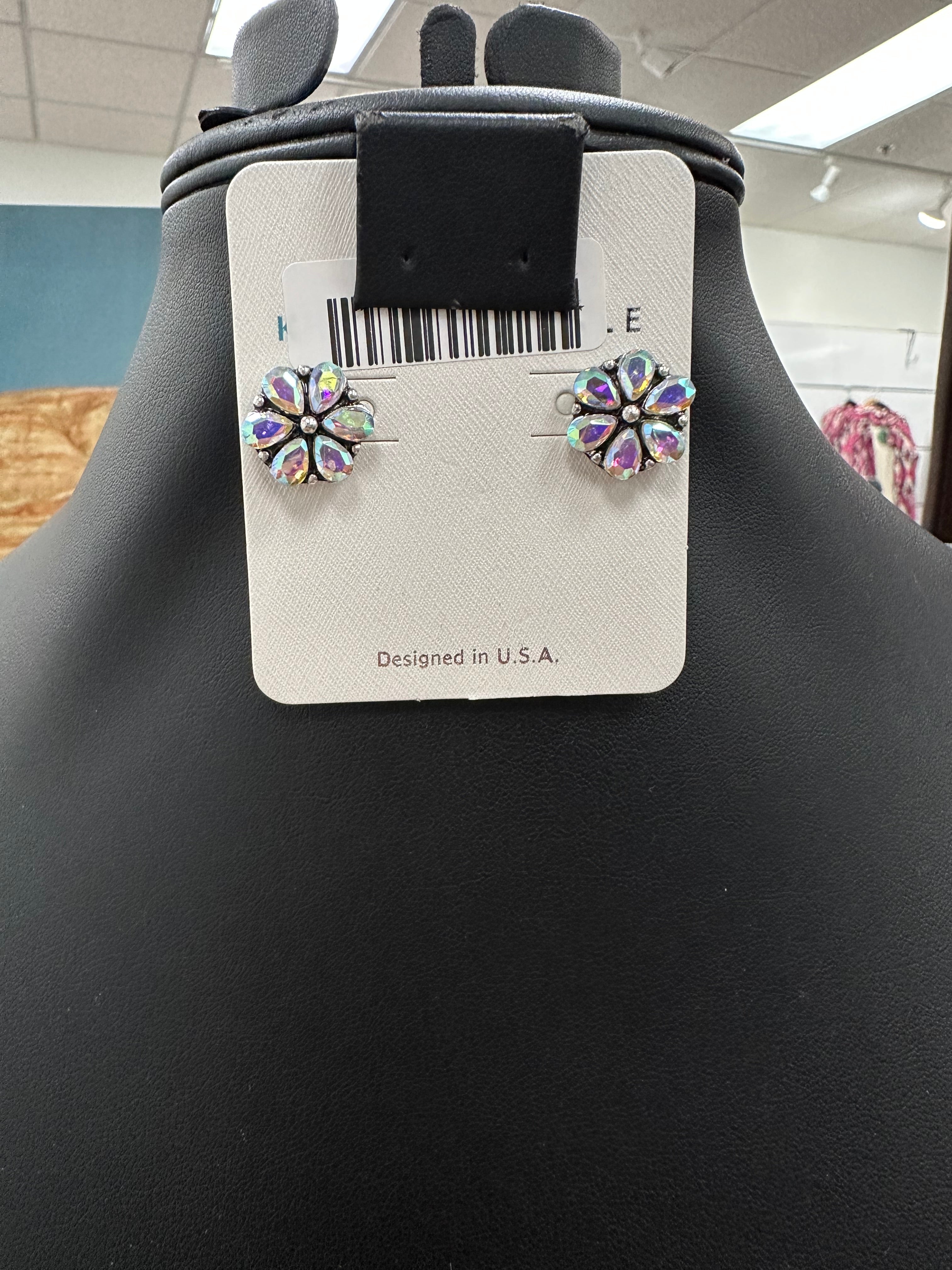 Crystal Floral Post Earrings