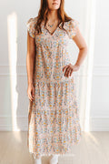 Floral Horseshoe Ruffle Dress