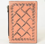 Brown Tooled Leather Card Wallet