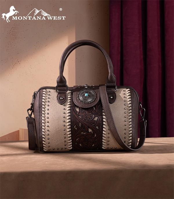 Montana West Chocolate Embossed Satchel Bag