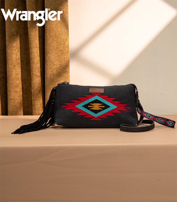 Wrangler Black Aztec Fringe Crossbody