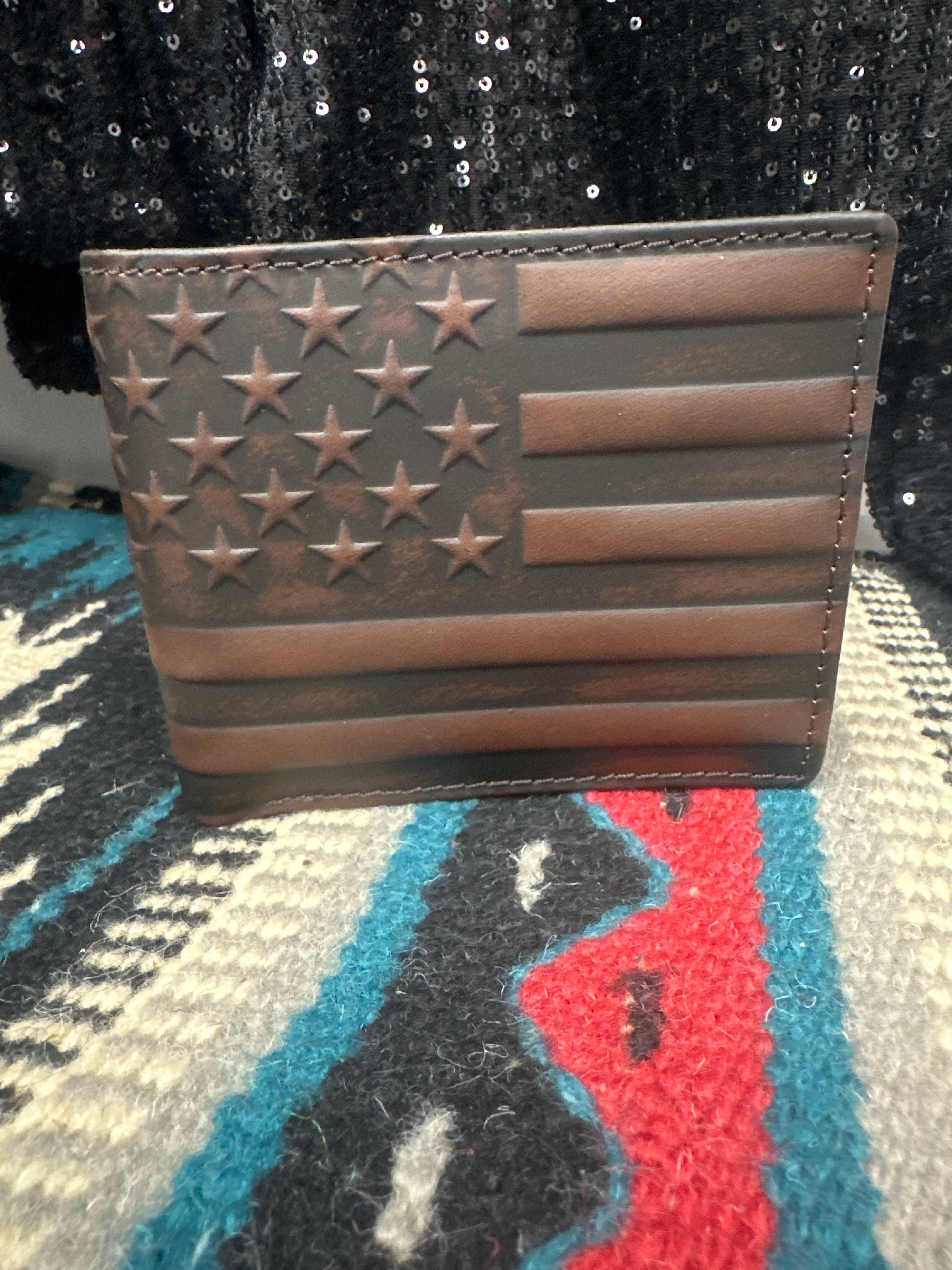 Montana West Flag Embossed Bi-Fold Wallet