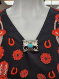 Turquoise Ribbon Brooch Pin