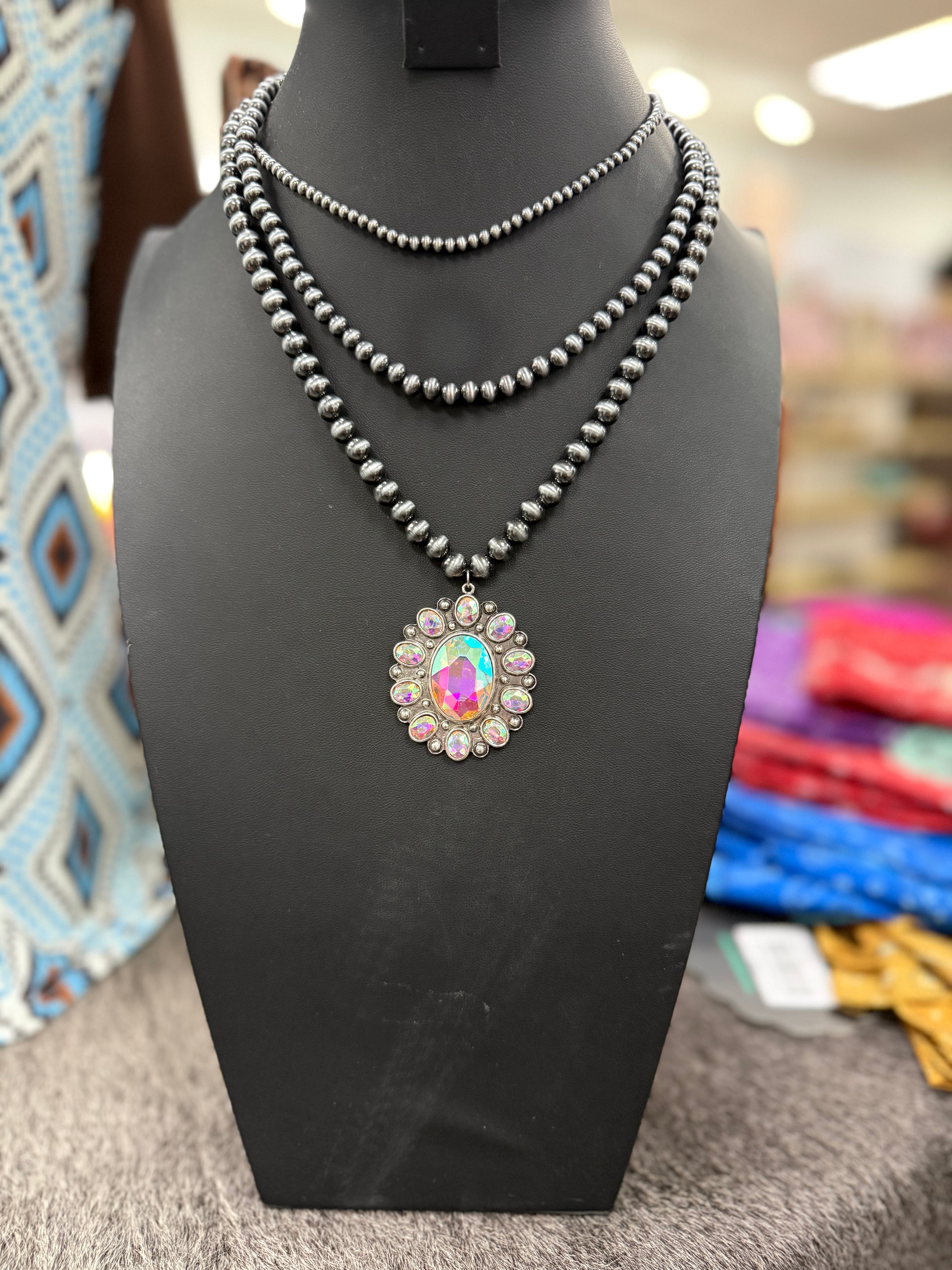 Crystal Pearl Layered Necklace