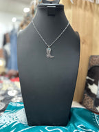 Turquoise Boot Scroll Letter Necklace