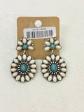Turquoise/White Cluster Post Earrings