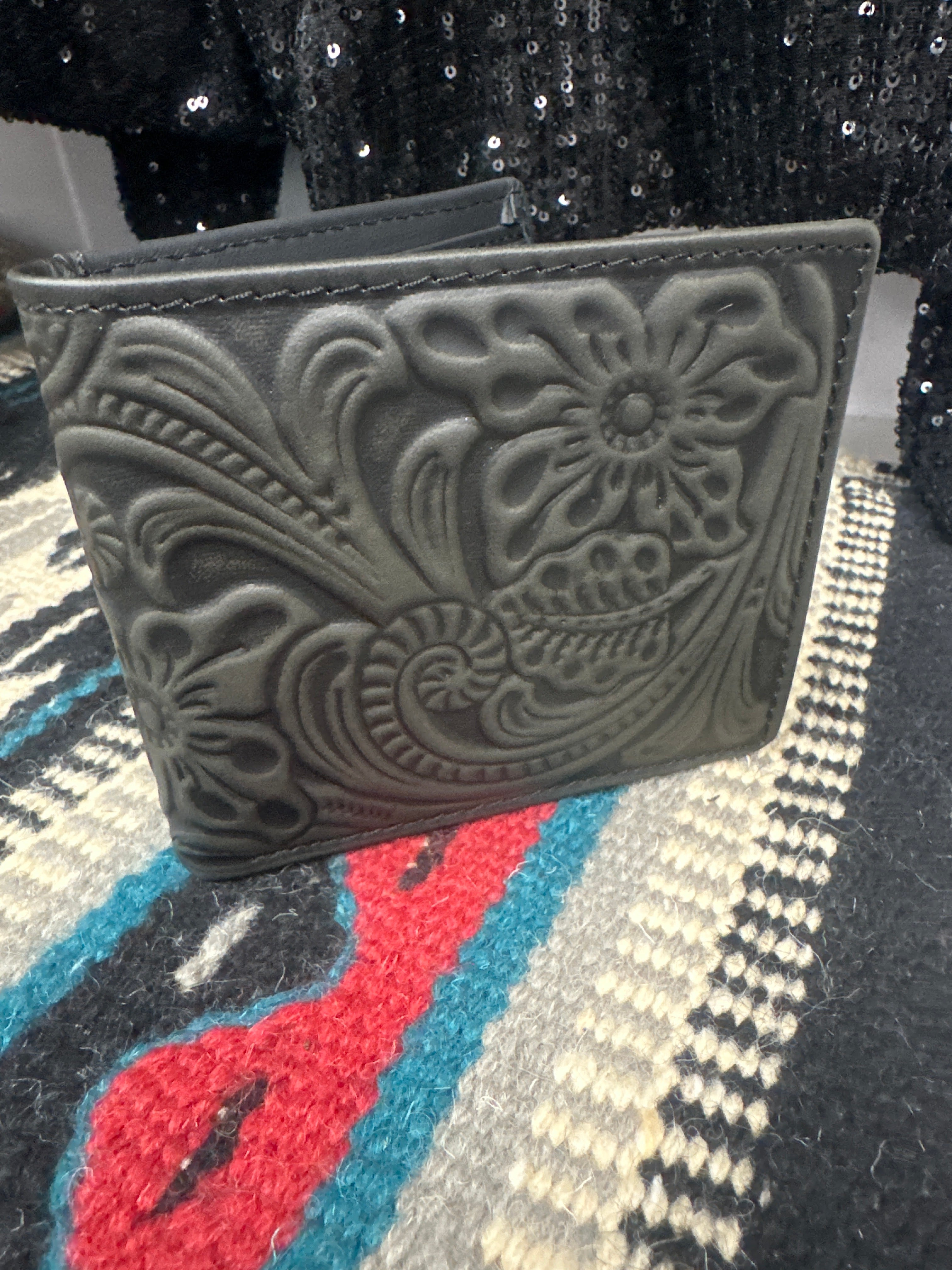 Montana West Black Embossed Bi-Fold Wallet