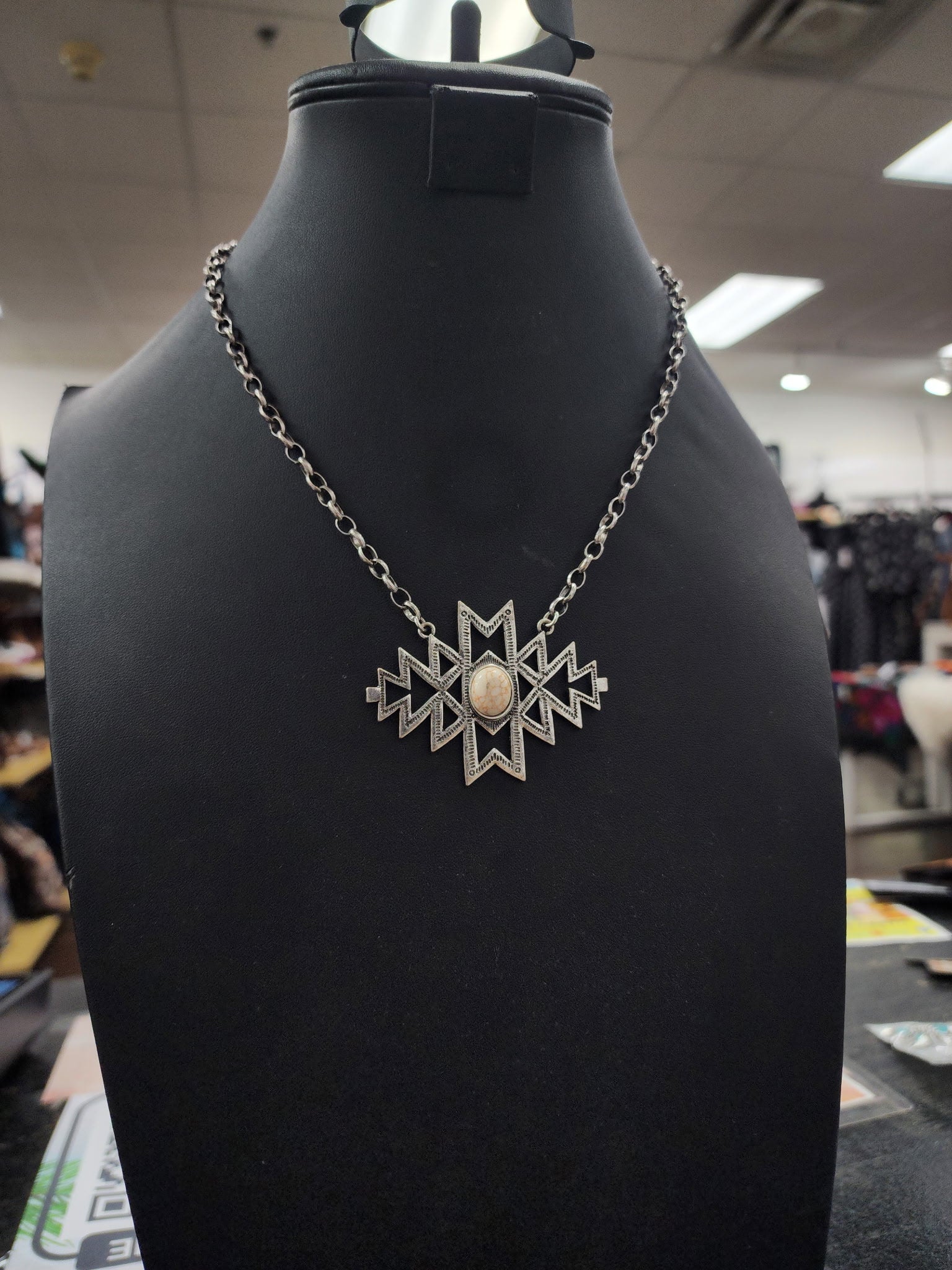 Aztec Step Pendant Necklace