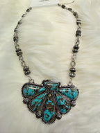 Turquoise Half Cluster Pendant Necklace