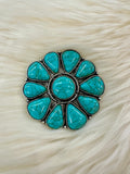 Turquoise Floral Cluster Brooch Pin
