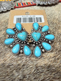 Turquoise Heart Half Cluster Post Earrings