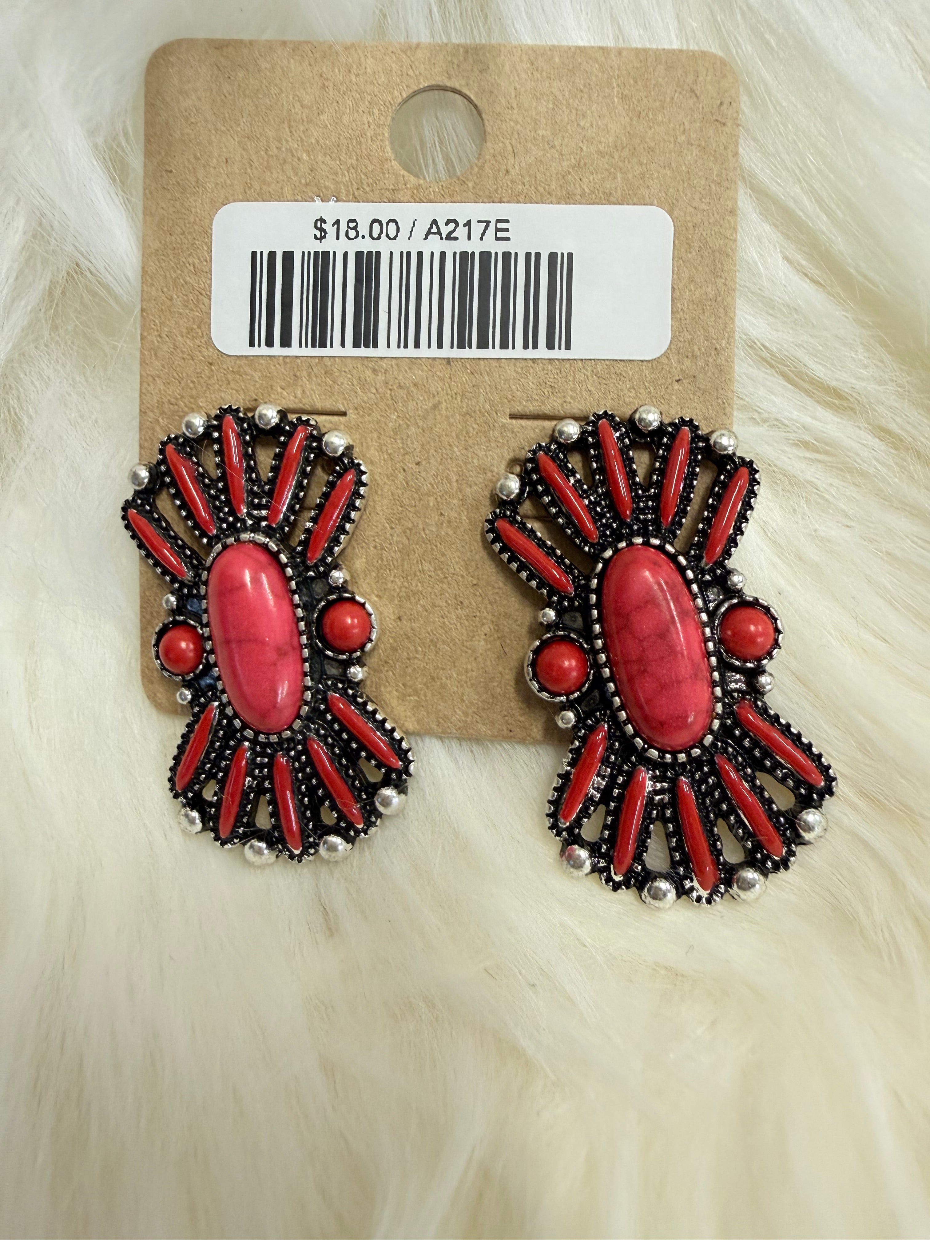 Coral Ribbon Cluster Post Earrings