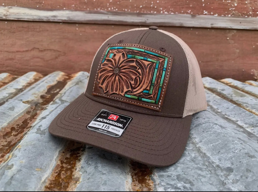 Brown Hand Tooled Cap