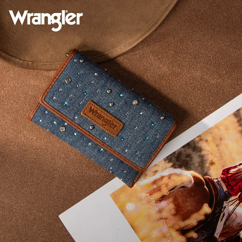 Wrangler Deep Denim Rhinestone Wallet