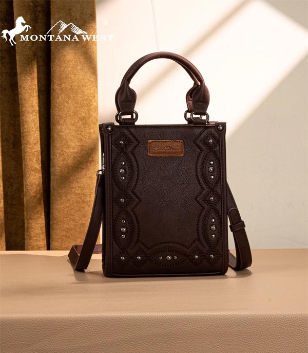 Montana West Chocolate Scroll Stitch Mini Crossbody