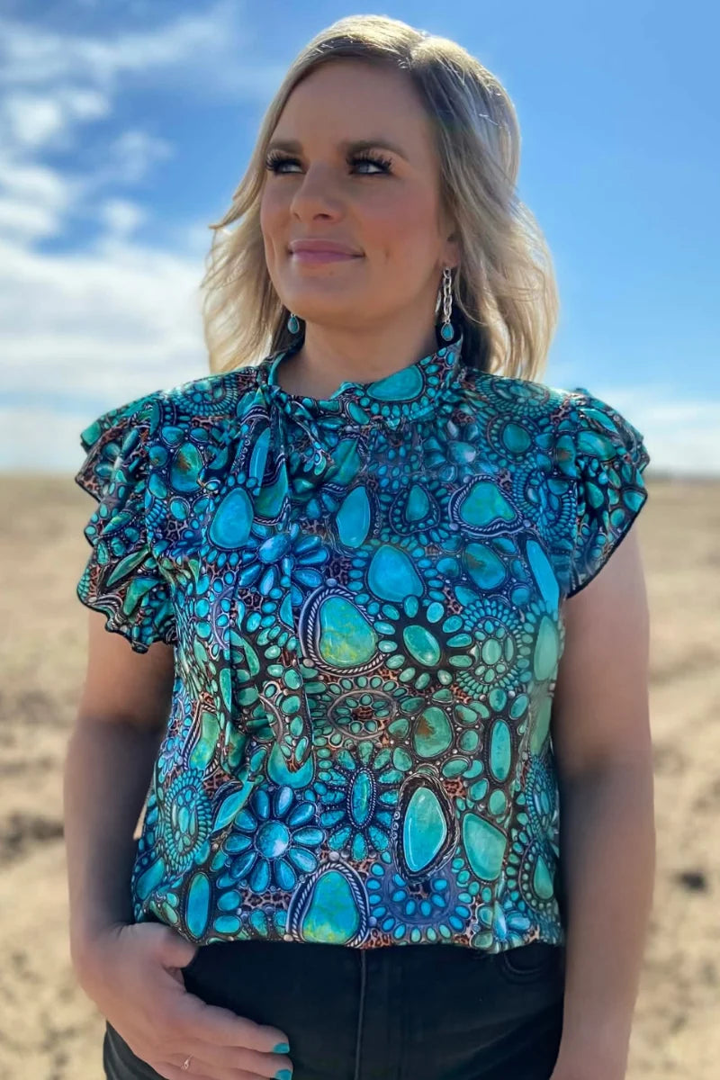 Wild Charm Turquoise Top