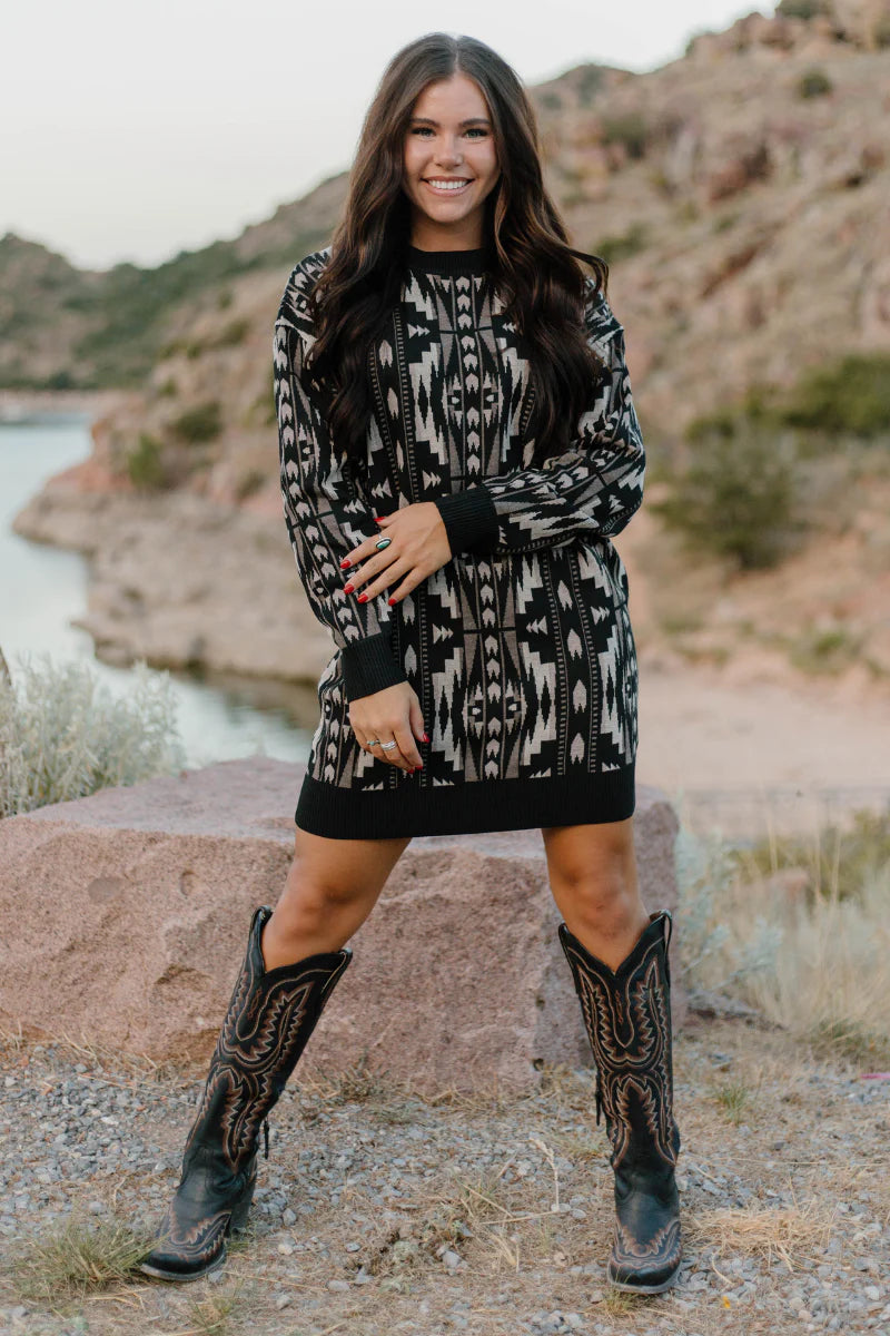 Montana Aztec Sweater Dress