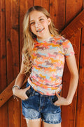 Coral Horse Mesh Girls Top