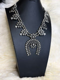 Silver Stamped Cluster Squash Blossom Necklace