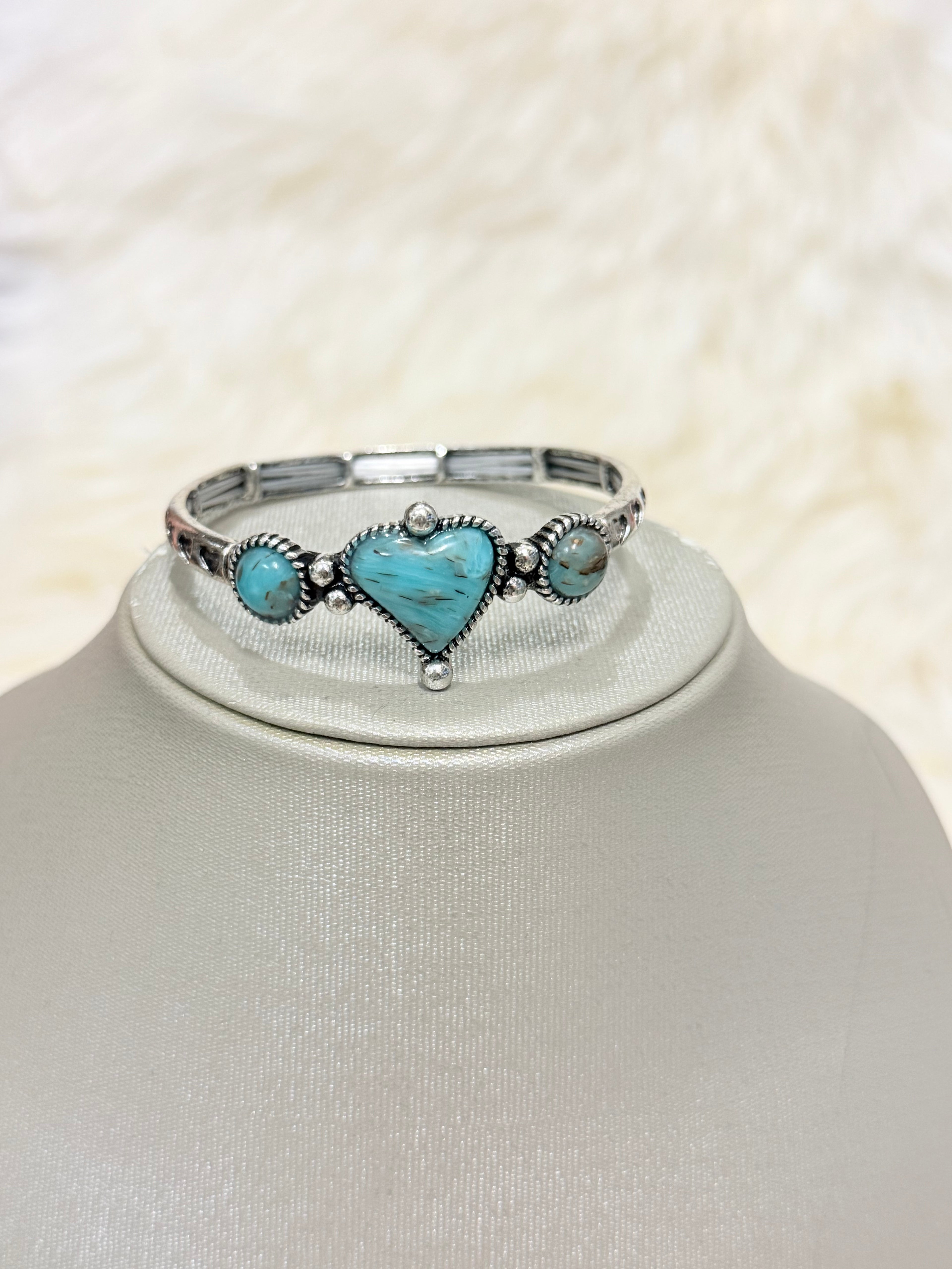 Turquoise Heart Stretch Bracelet
