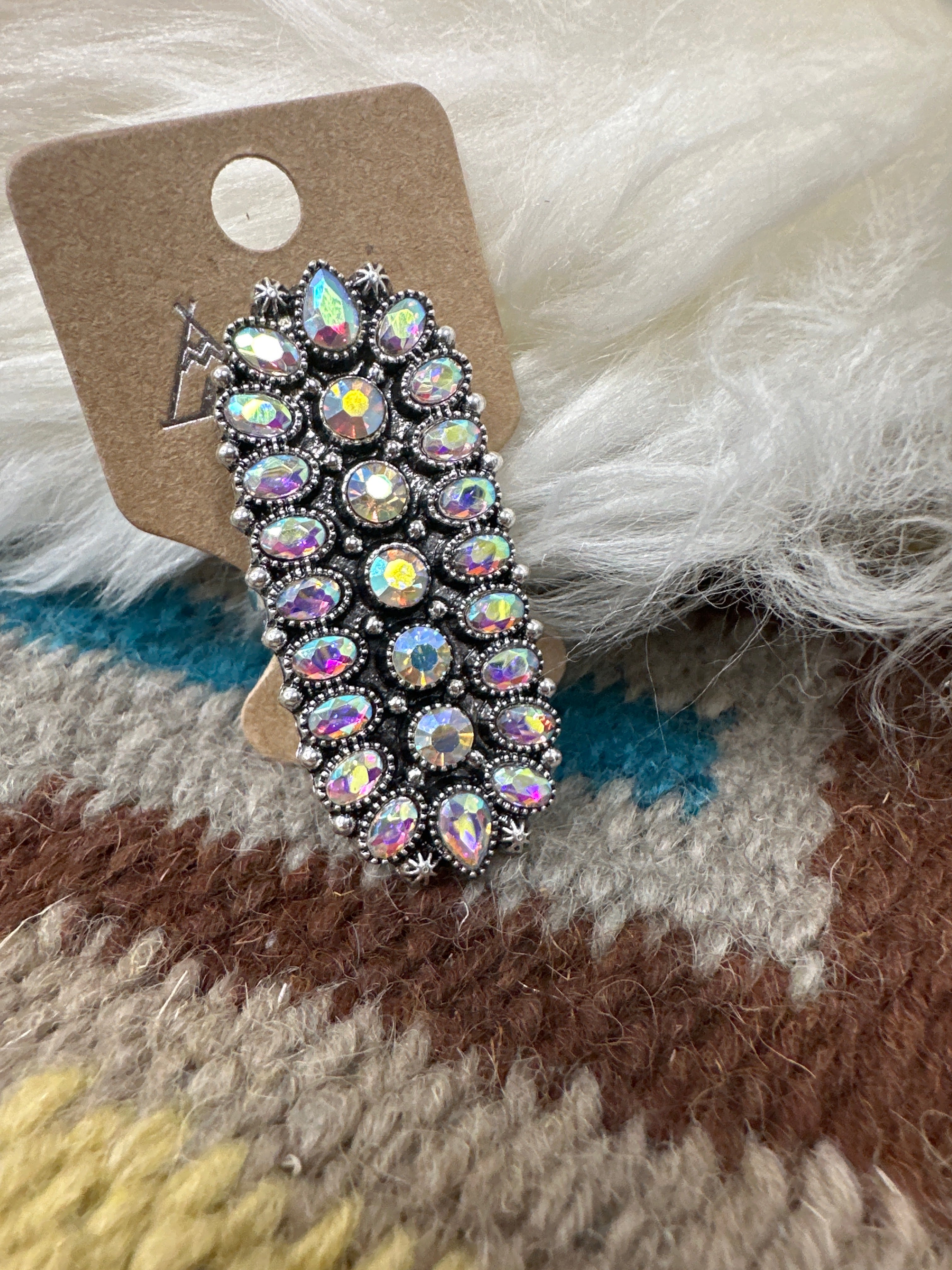 Rhinestone Bar Cuff Ring