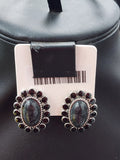 Black Stone Cluster Post Earrings