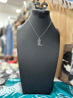 Turquoise Boot Scroll Letter Necklace