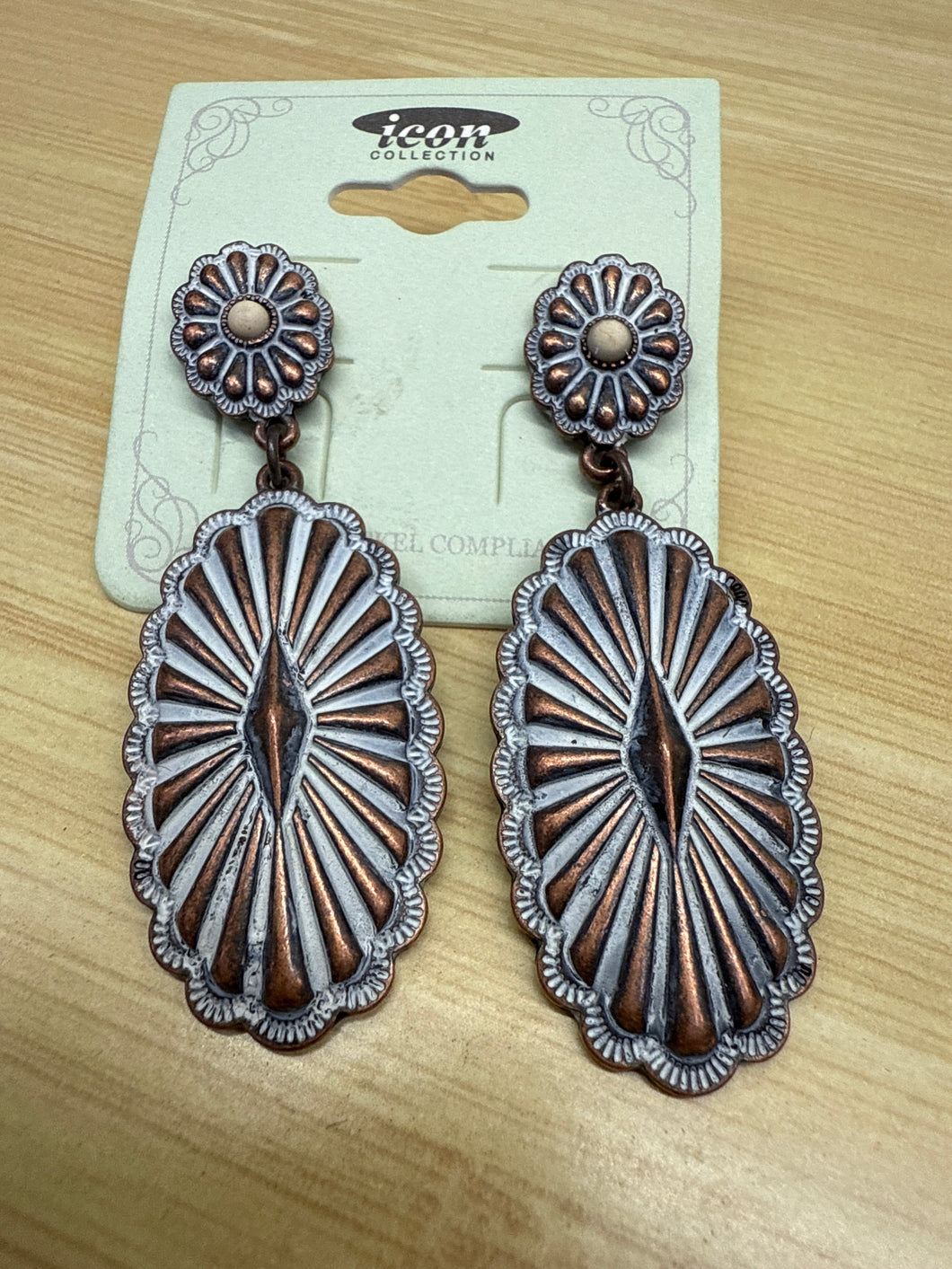Coppertone Concho Post Earrings