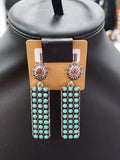 Turquoise Cluster Bar Concho Post Earrings
