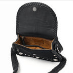 Black Cowhide Ribbon Shoulder Bag