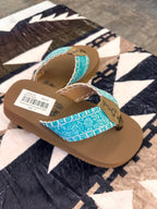Turquoise Embossed Sandals