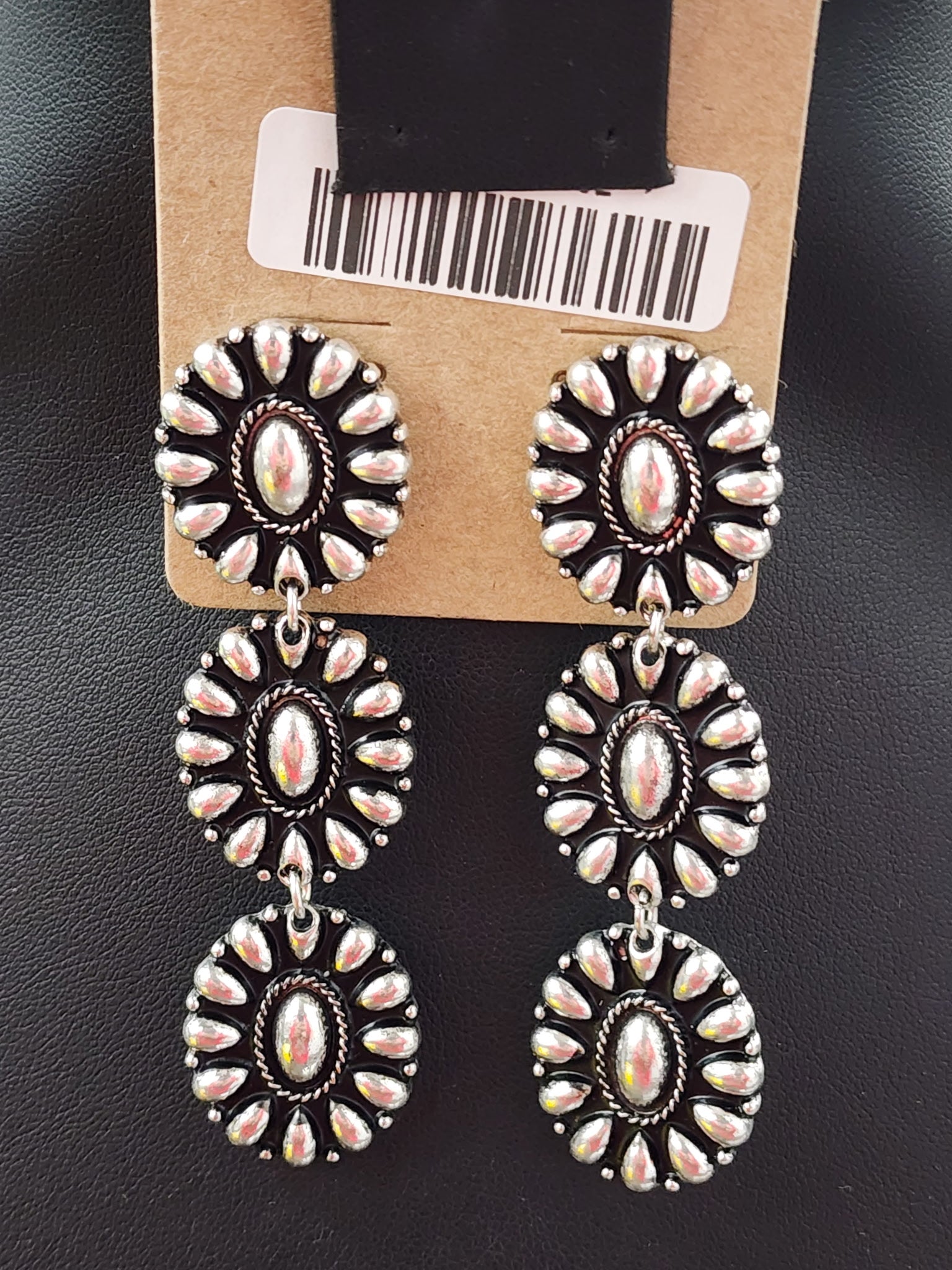 Silver 3-Tier Cluster Post Earrings