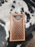 Basket Weave Tooled Concho Men's Wallet