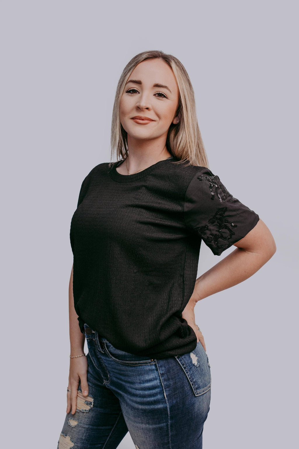 Sequins Horse Sleeve Blouse