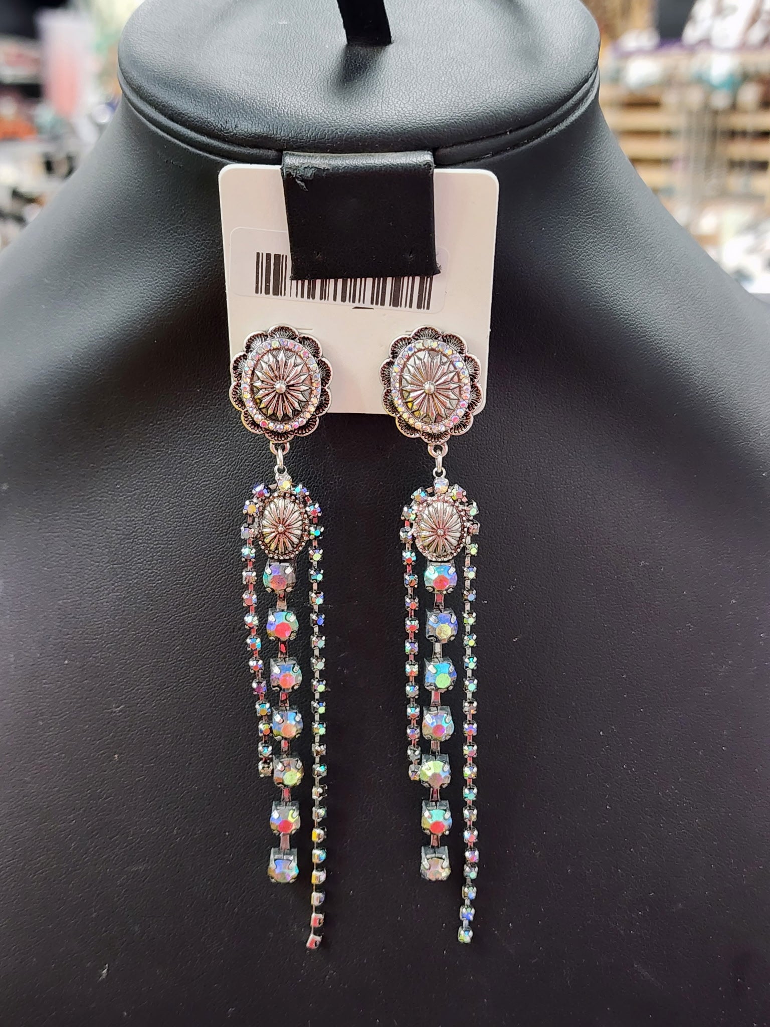 Crystal Dangle Concho Post Earrings