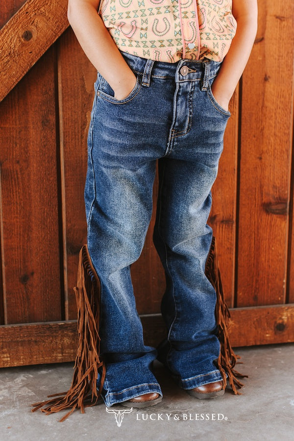 Girls Flare Fringe Jeans