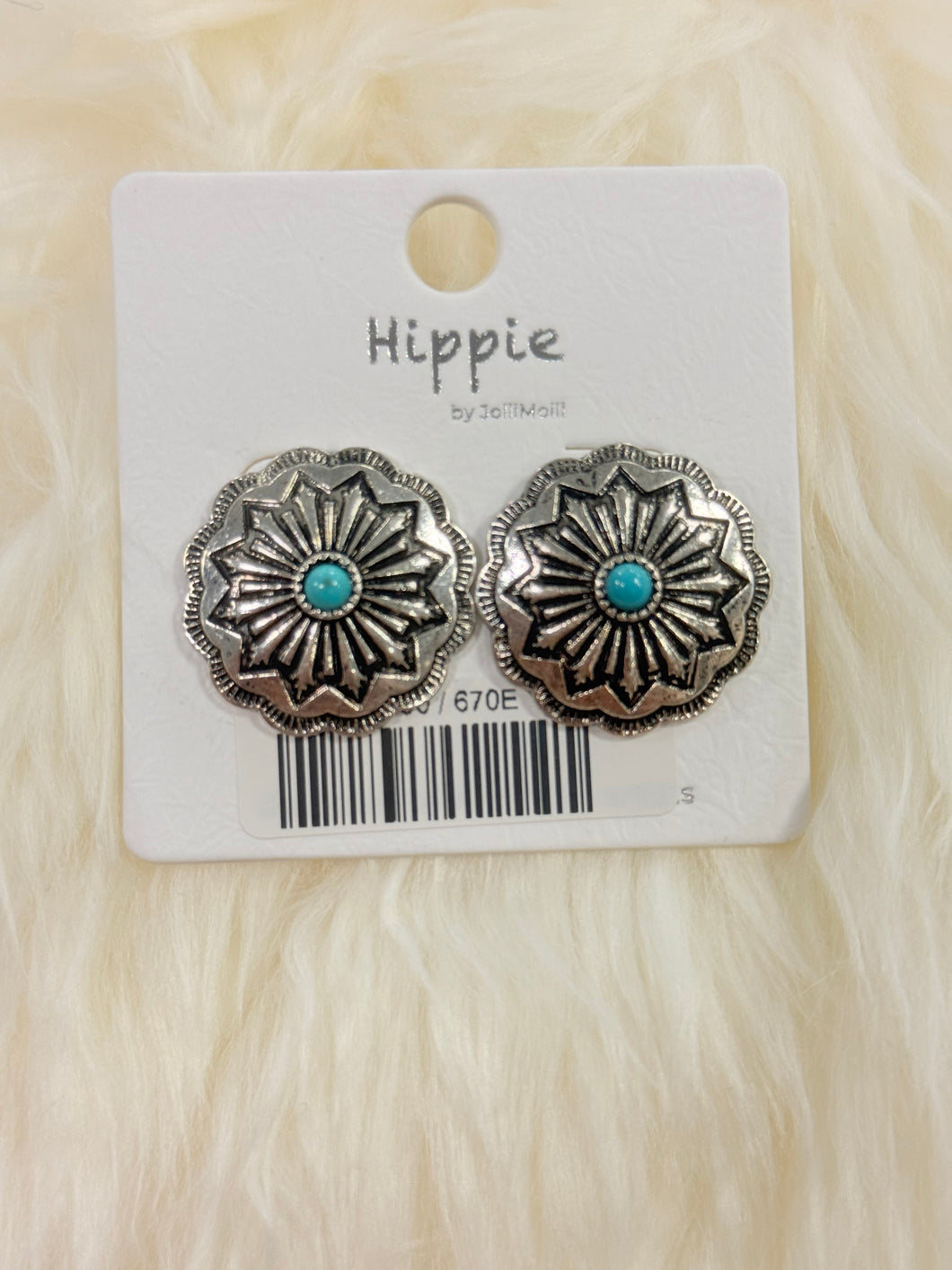 Turquoise Floral Concho Post Earrings
