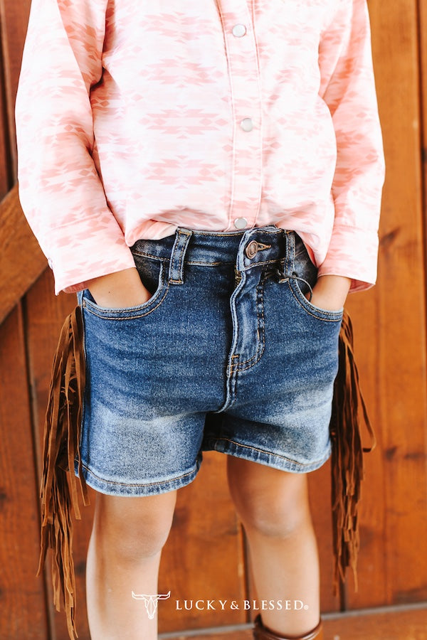Girls Fringe Jean Shorts