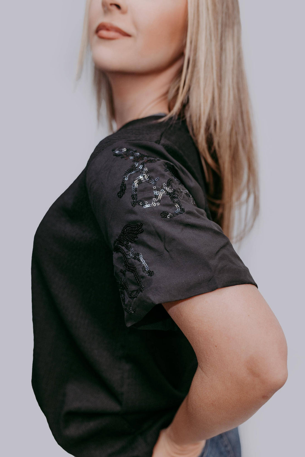 Sequins Horse Sleeve Blouse