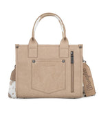Wrangler Khaki Cow Print Mini Tote Crossbody