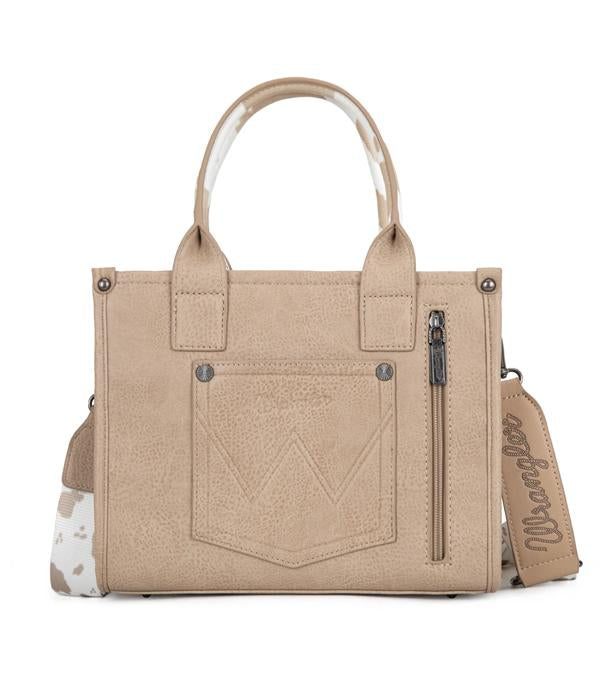 Wrangler Khaki Cow Print Mini Tote Crossbody