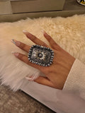 Stamped Bead Cuff Ring