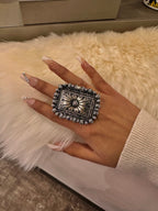 Stamped Bead Cuff Ring