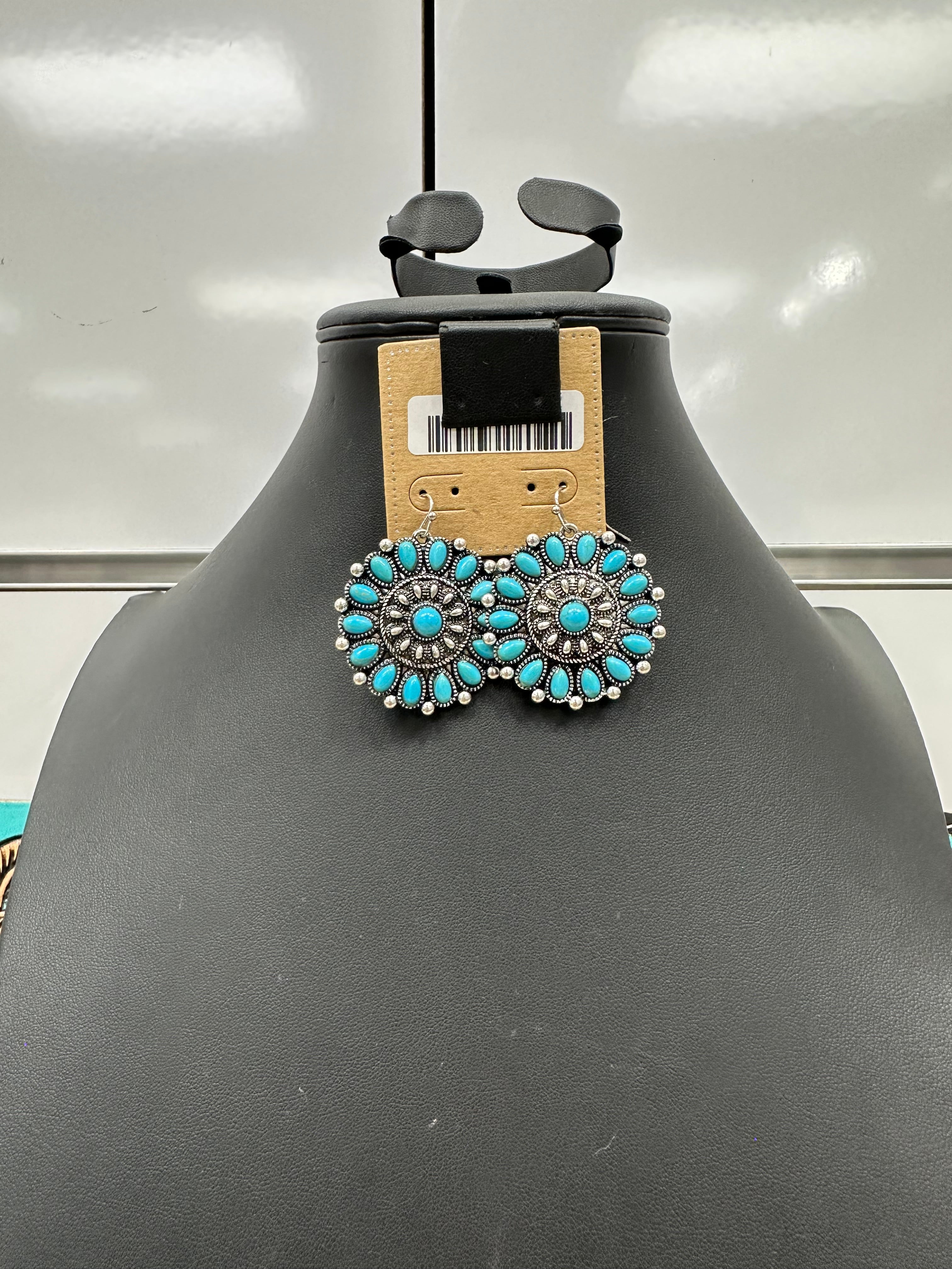 Turquoise Cluster Fishhook Earrings